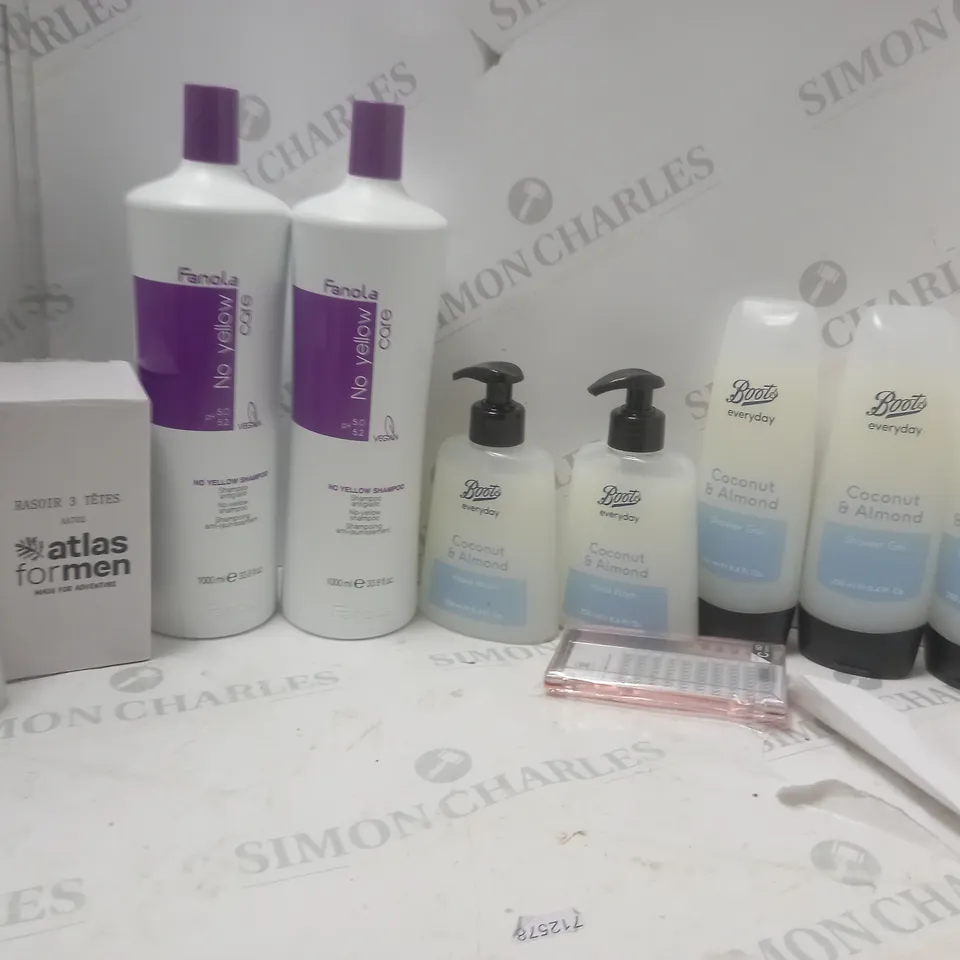 LOT OF BEAUTY PRODUCTS TO INCLUDE NO YELLOW SHAMPOO, HAND WASH, ETC