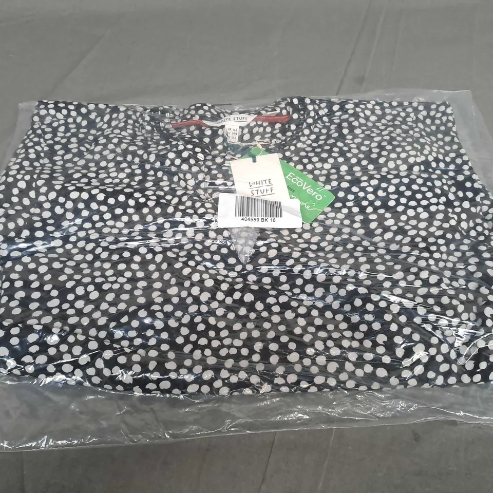 SEALED WHITE STUFF CLOVER ECO VERO DRESS IN BLACK - SIZE UK 18