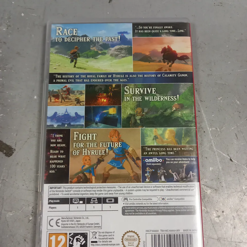 THE LEGEND OF ZELDA BREATH OF THE WILD FOR NINTENDO SWITCH 