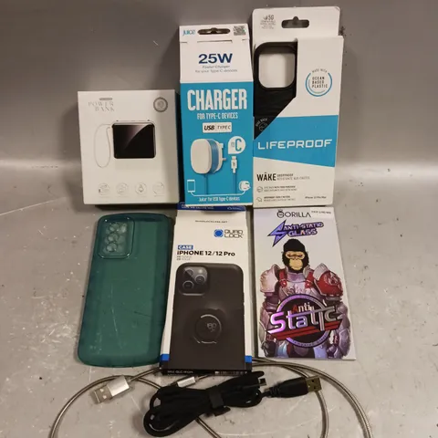 APPROXIMATELY 20 ASSORTED SMARTPHONE ACCESSORIES TO INCLUDE PROTECTIVE CASES, CHARGING CABLES, SCREEN PROTECTORS ETC
