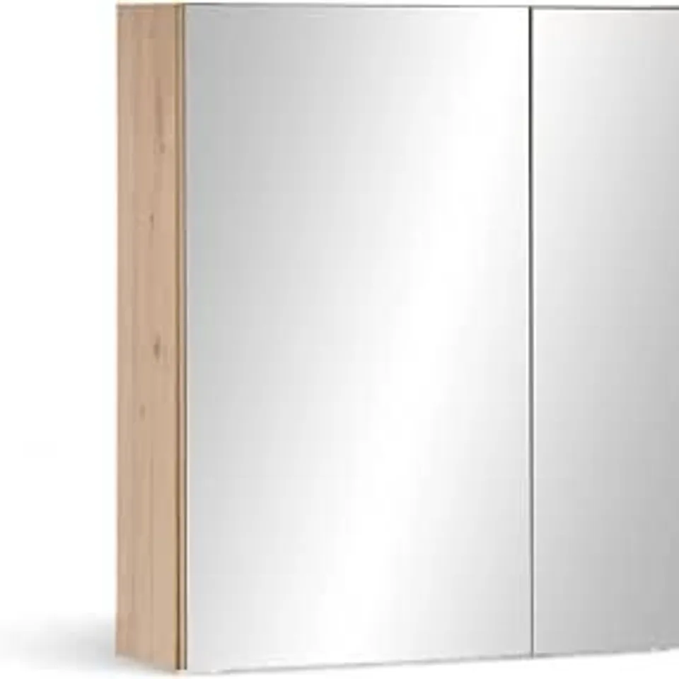 BOXED AUSTIN SOIEGEL BATHROOM MIRROR CABINET IN ARTISAN OAK LOOK 60 X 70 X 20 CM | MODERN BATHROOM MIRROR WITH 2 DOORS, PLENTY OF STORAGE SPACE FOR TOILETRIES, WITH PLENTY OF STORAGE SPACE FOR THE BAT