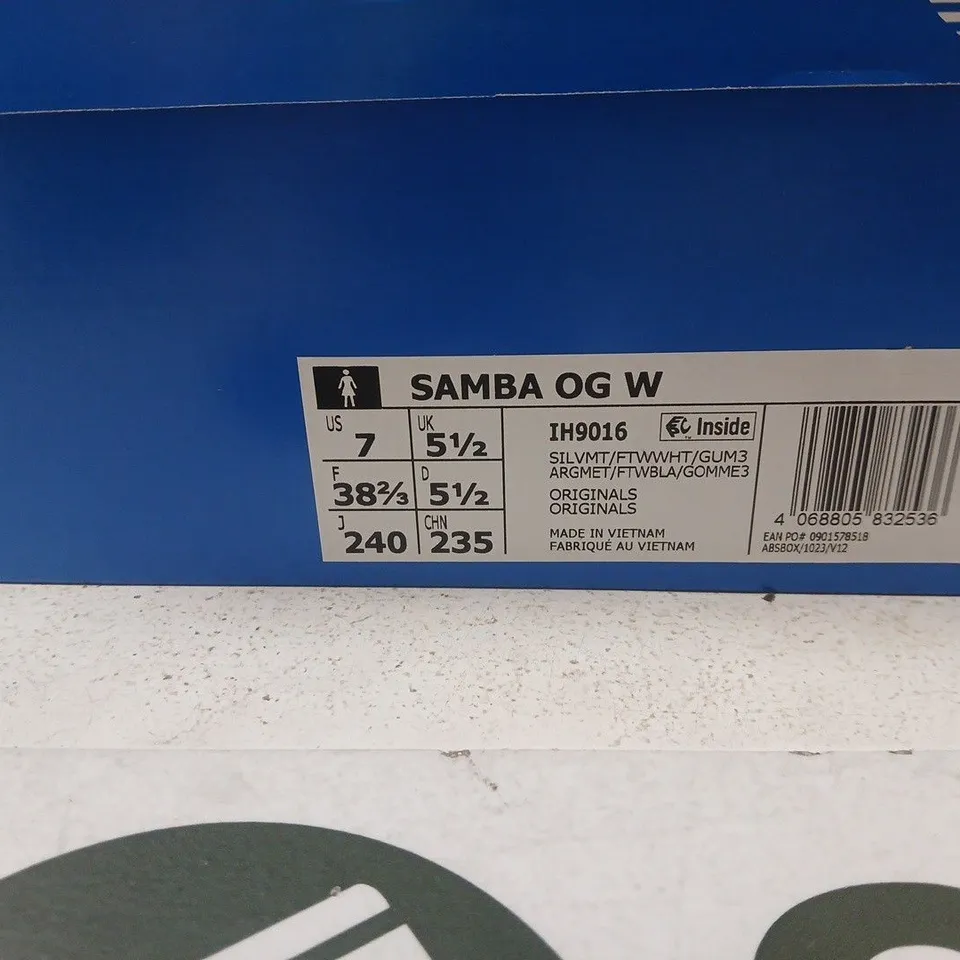 ADIDAS SAMBA OG W WOMEN'S TRAINERS – SILVER SNAKE-EFFECT, BOXED - UK 5.5