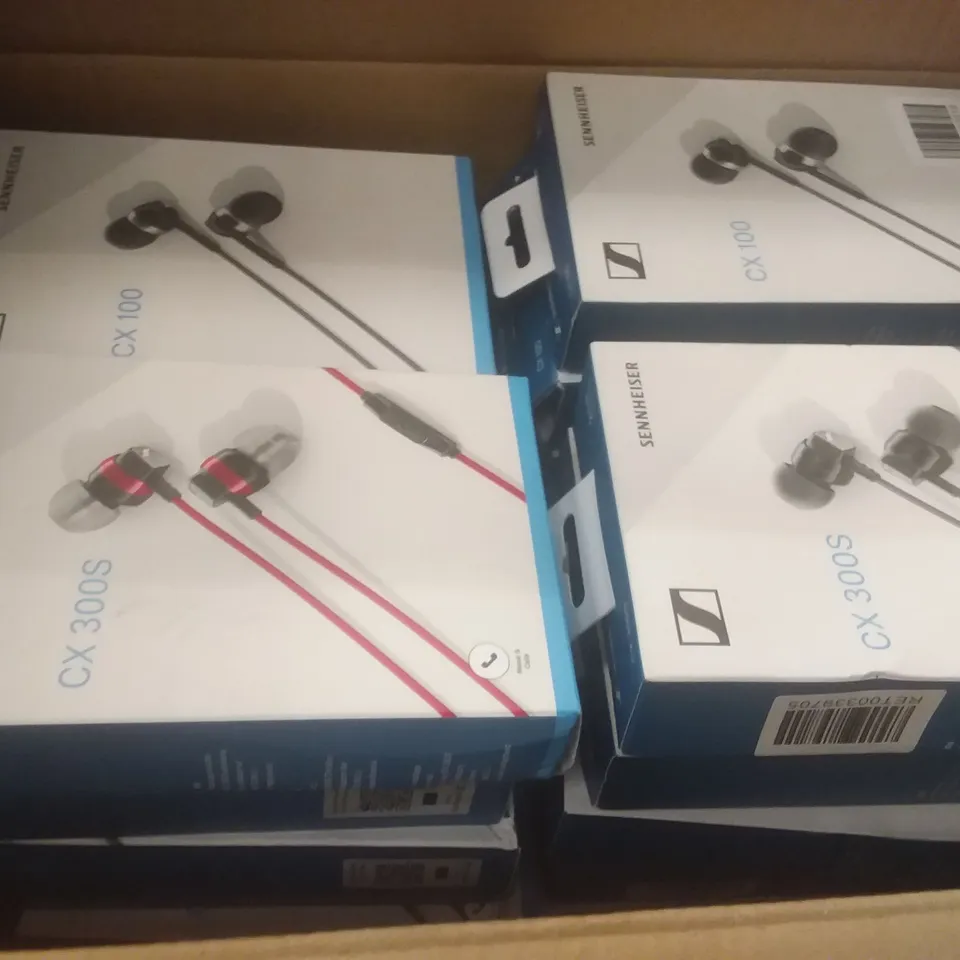 BOX OF 28 ASSORTED SENNHEISER CX100 & CX300S EARPHONES 