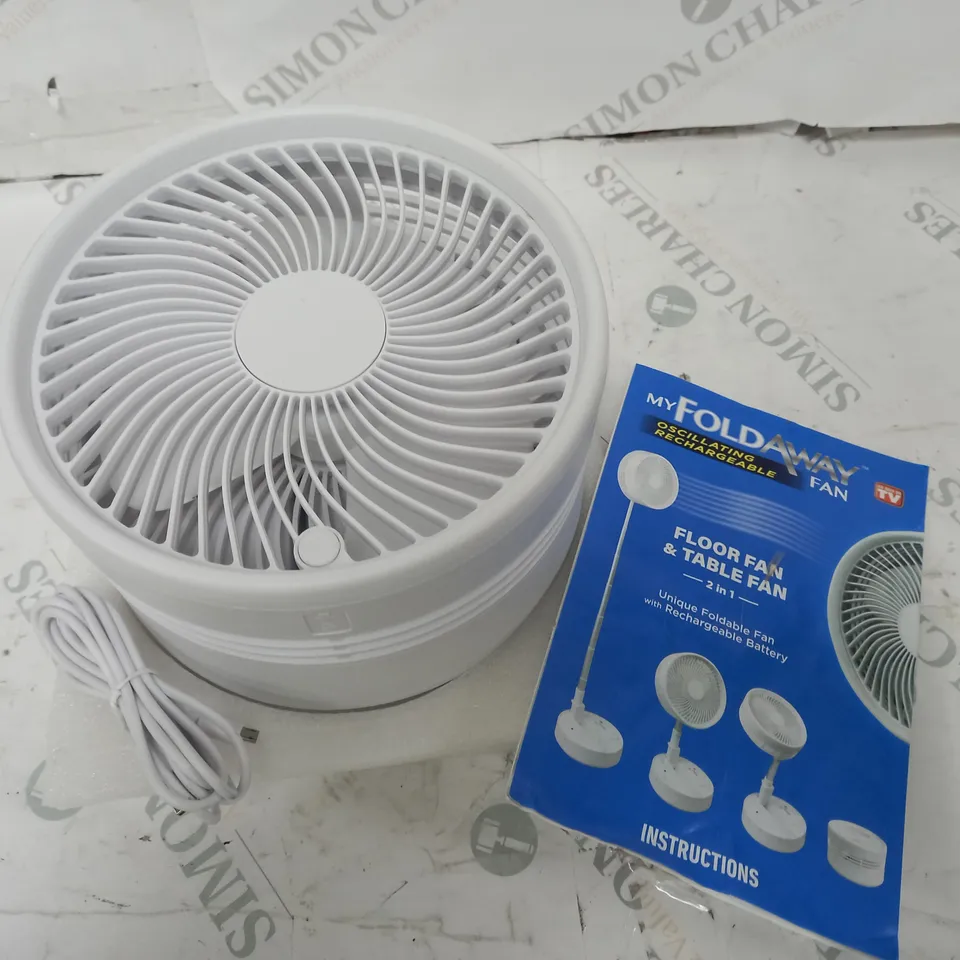 BELL & HOWELL OSCILLATING ADJUSTABLE FOLDING RECHARGEABLE STAND FAN