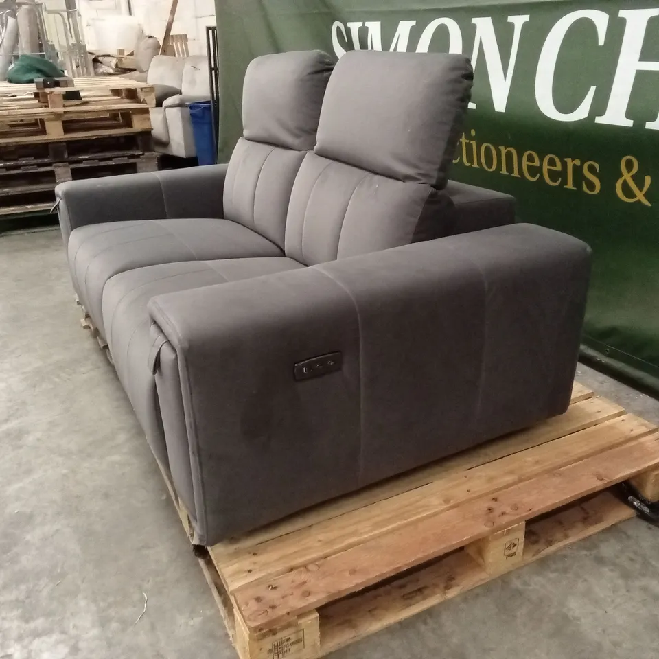 GROVE 2 SEATER FABRIC POWER ELECTRIC RECLINER WITH STORAGE - GREY RRP £1199