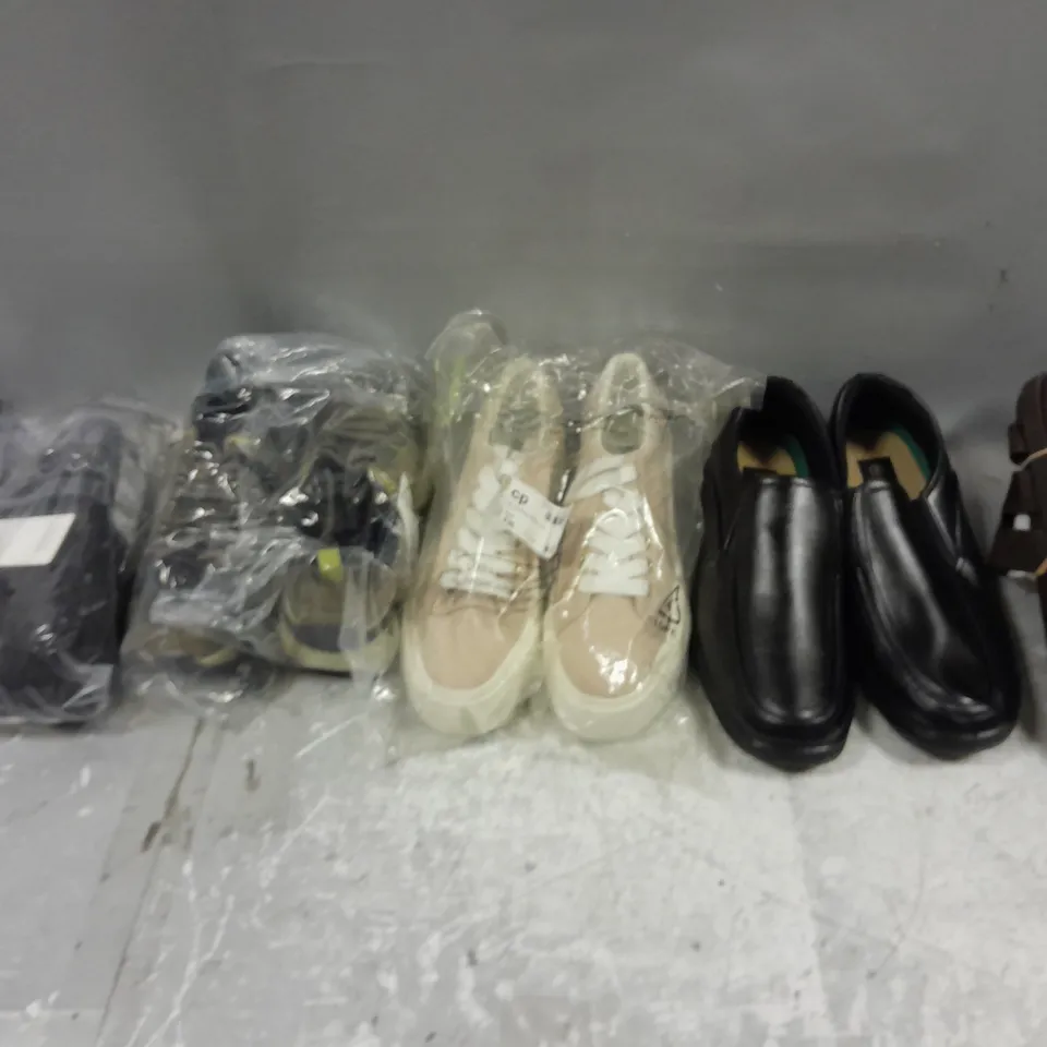 BOX OF APPROXIMATELY 20 PAIRS OF ASSORTED SHOES IN VARIOUS STYLES, COLOURS AND SIZES