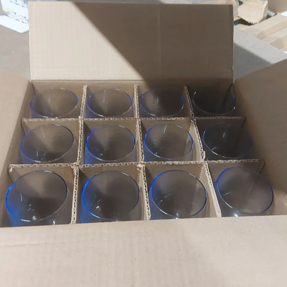 12x BRAND NEW BOXED LIBBEY MONTIBELLO MISTY BLUE BOWL 384ML WINE GLASSES