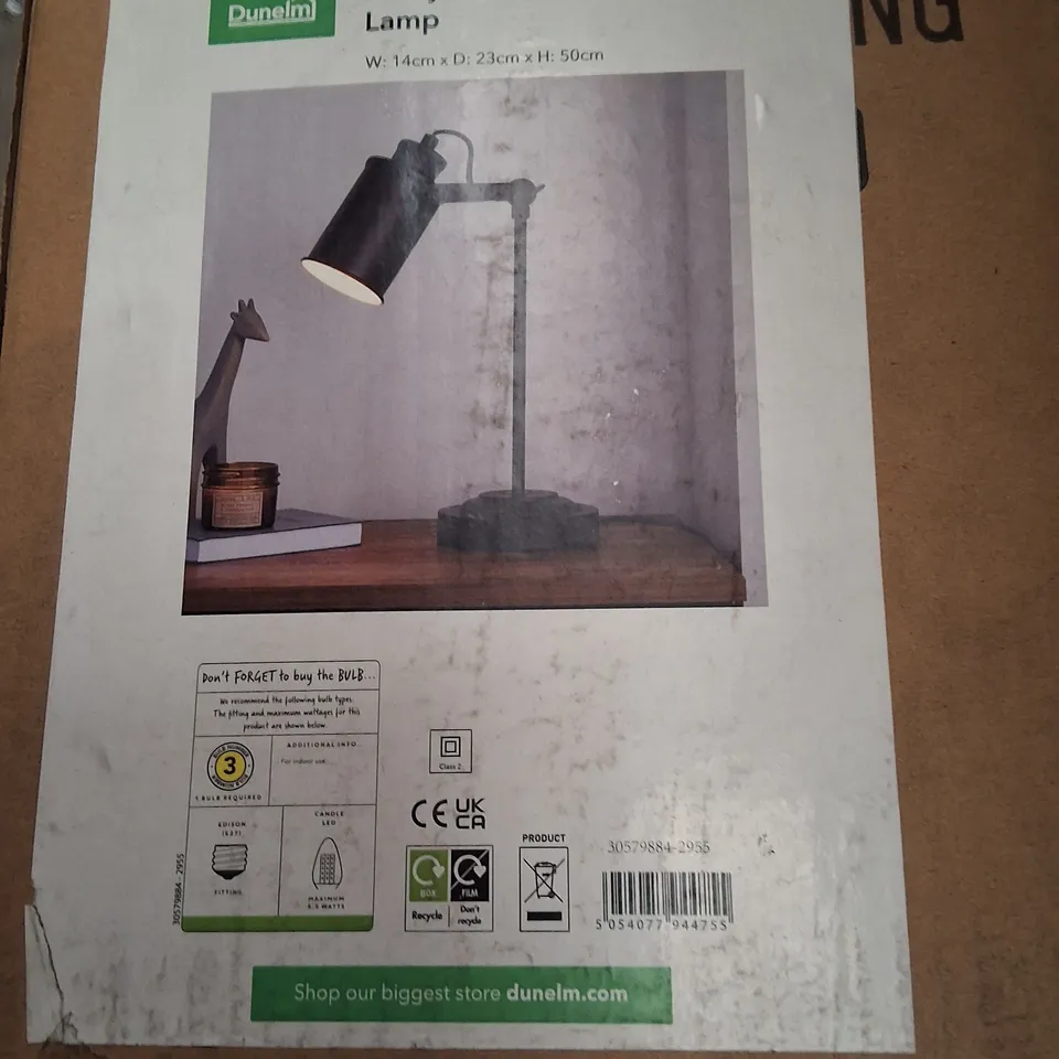 BOXED DUNELM HEALY BLACK INDUSTRIAL DESK LAMP