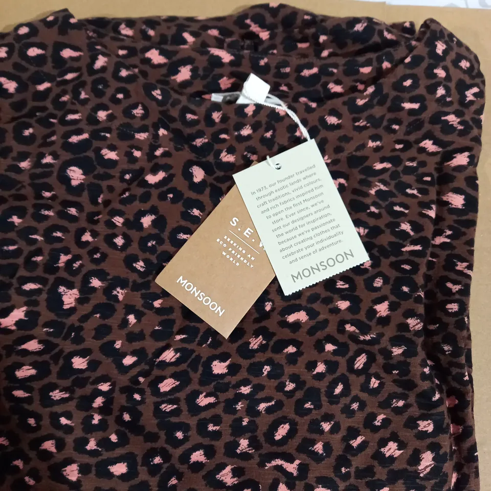 MONSOON PRINT TOP CHOCOLATE ANIMAL PRINT  SMALL 