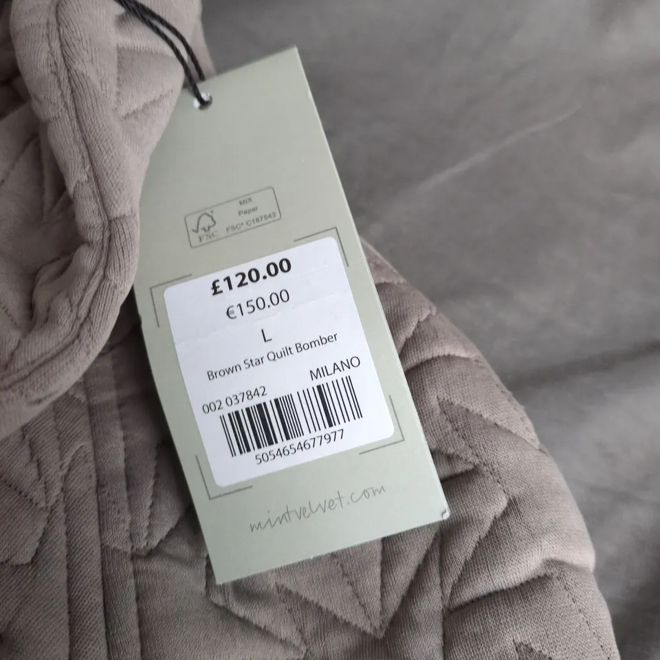 MINT VELVET BROWN STAR QUILTED BOMBER JACKET – UK SIZE L