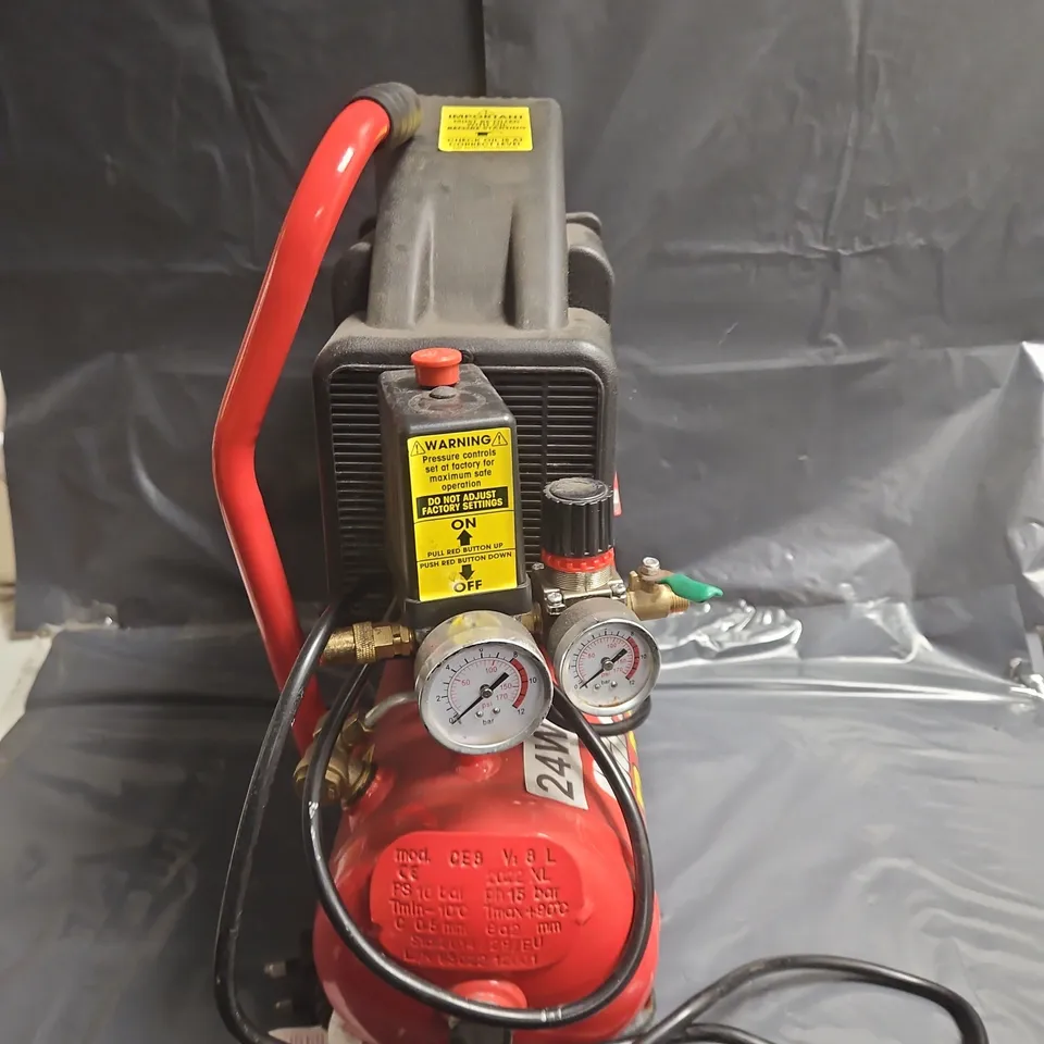 BANDIT 1HP PORTABLE AIR COMPRESSOR – RED TANK, DUAL GAUGES