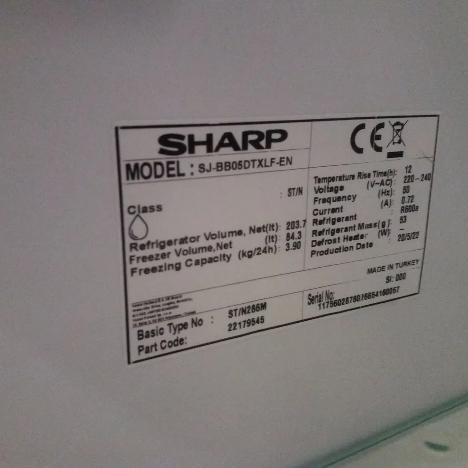 SHARP SJ-BB05DTXLF 60/40 FRIDGE FREEZER - STAINLESS STEEL