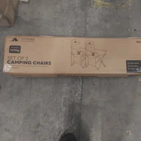 BOXED PAIR OF VOYAGER PADDED CAMPING CHAIRS