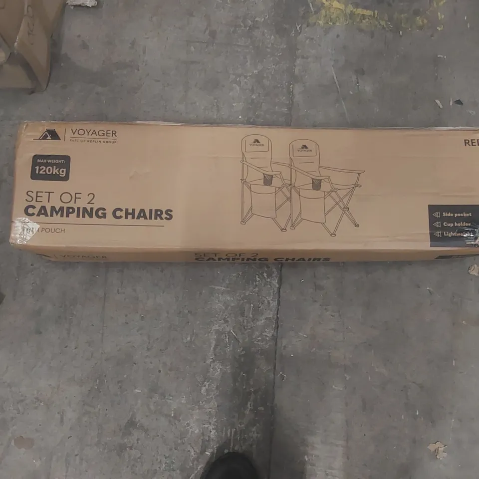 BOXED PAIR OF VOYAGER PADDED CAMPING CHAIRS