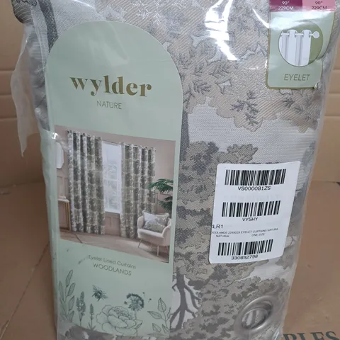 WYLDER NATURE WOODLAND EYELET LINED CURTAINS - W 90" / D 90"