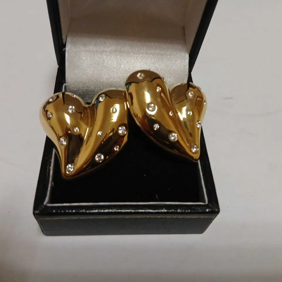 STEEL BY DIAMONIQUE SWISS SET HEART STUD EARRINGS STAINLESS STEEL