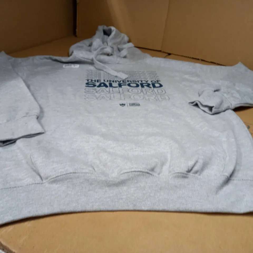 THE UNIVERSITY OF SALFORD UNI GREY MARL HOODIE - SMALL