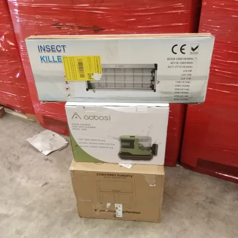 PALLET OF ASSORTED HOUSEHOLD GOODS AND PRODUCTS TO INCLUDE; RETRACTABLE GATE, INSECT KILLER, SPOT CLEANER, AIR FRYER ETC