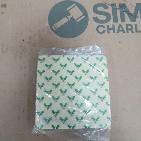 BOX OF APPROXIMATELY 20 GISELA GRAHAM CHRISTMAS HOLLY CERAMIC COASTERS