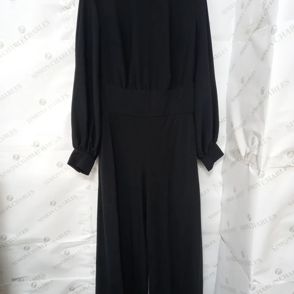 HOTSQUASH WIDE LEG JUMPSUIT WITH BLOUSON SLEEVE IN BLACK SIZE 16