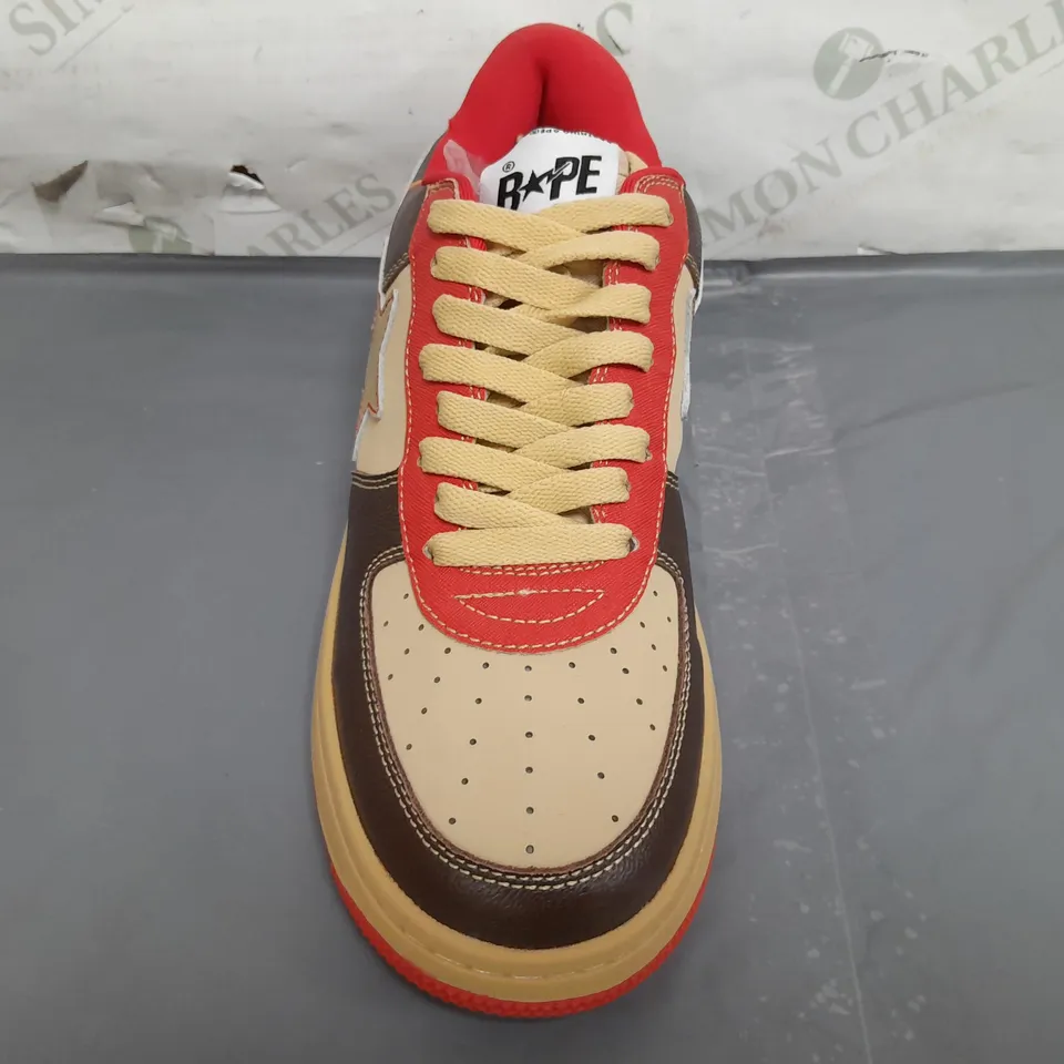 PAIR OF BAPE TRAINERS IN BEIGE/BROWN/RED US SIZE 9.5