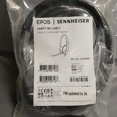 SENNHEISER ADAPT 160 USB STEREO UC OPTIMIZED HEADSET