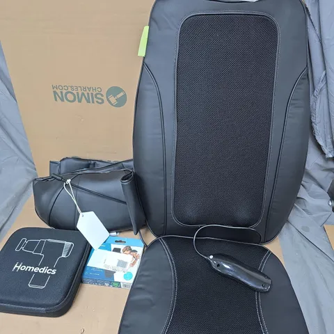 APPROXIMATELY 6 ASSORTED ELECTRICAL ITEMS TO INCLUDE HOMEDICS MASSAGE GUN, HOMEDICS BACK MASSAGER, HOMEDICS NECK MASSAGER, ETC