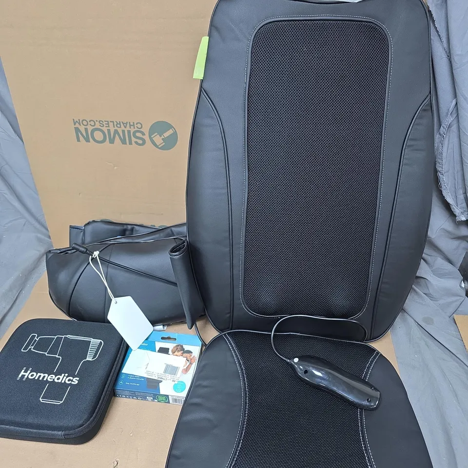 APPROXIMATELY 6 ASSORTED ELECTRICAL ITEMS TO INCLUDE HOMEDICS MASSAGE GUN, HOMEDICS BACK MASSAGER, HOMEDICS NECK MASSAGER, ETC