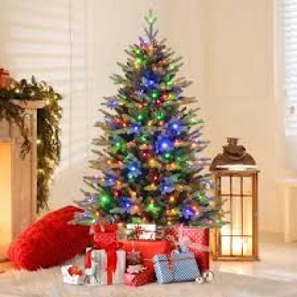 BOXED HINGED CHRISTMAS TREE WITH BRANCH TIPS AND LED LIGHTS