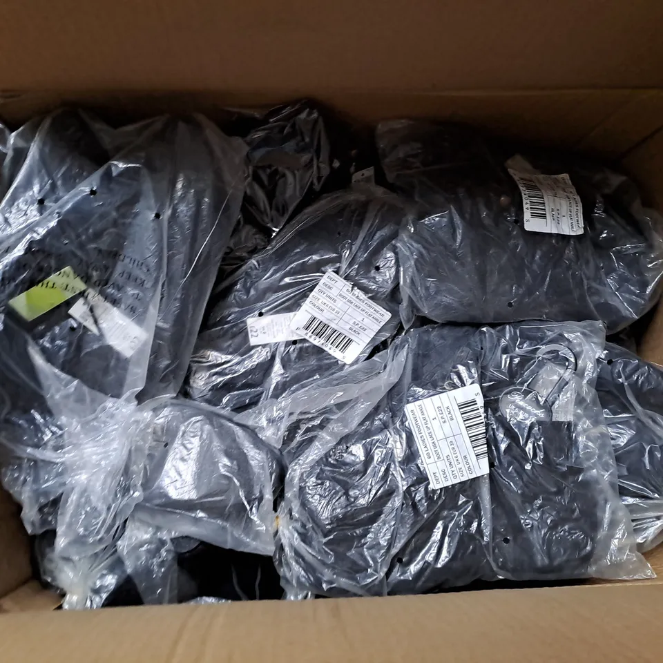 BOXED LOT OF APPROX. 20 PAIRS OF LADIES BLACK BOOTS. VARIOUS SIZES