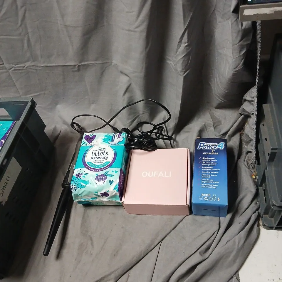 APPROXIMATELY 8 ITEMS INCLUDING HEALTH & BEAUTY ASSORTMENT: LIL-LETS MATERNITY PADS, OUFALI PINK BOX, POWER4 GROOMING BOX, HAIR WIG .