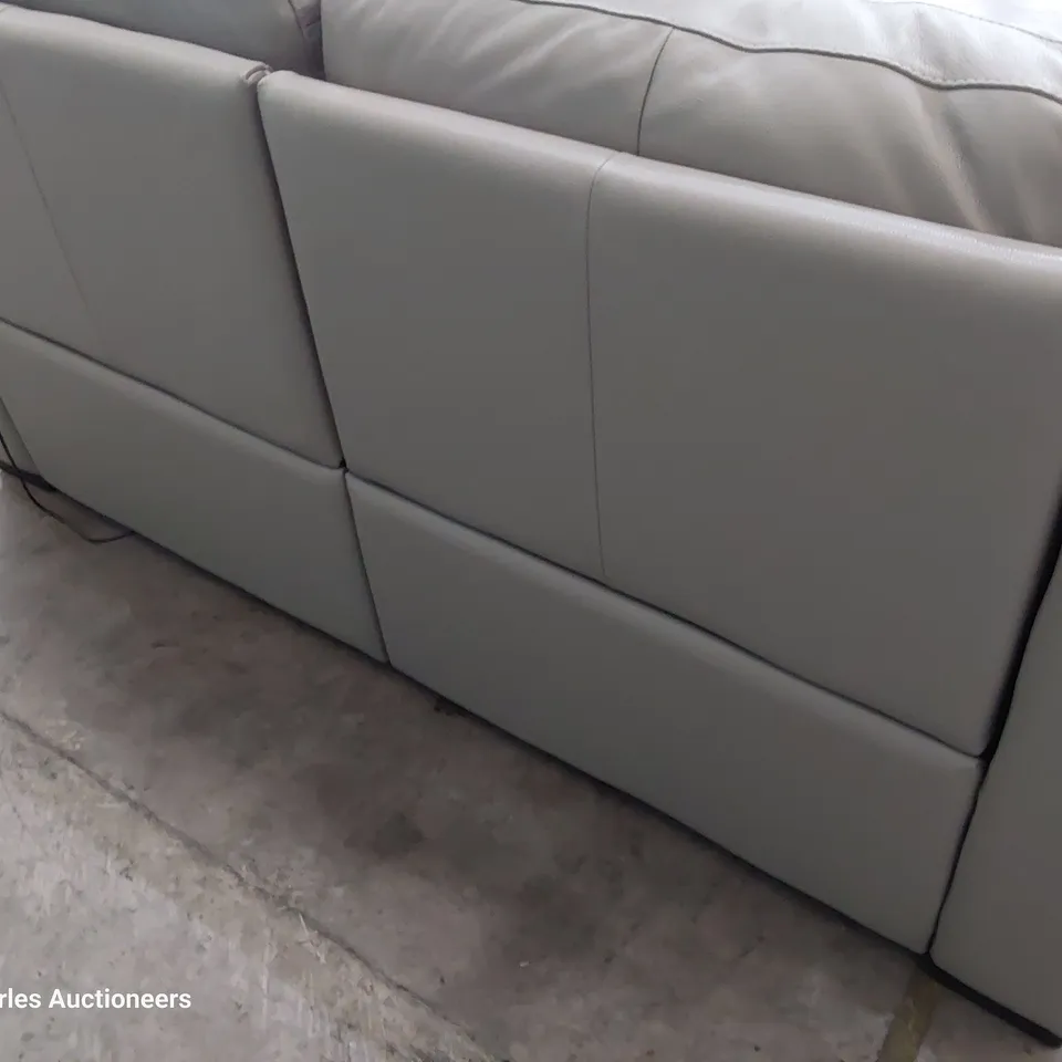 QUALITY ITALIAN DESIGNER DEGANO POWER RECLINING THREE SEATER SOFA GREY LEATHER 