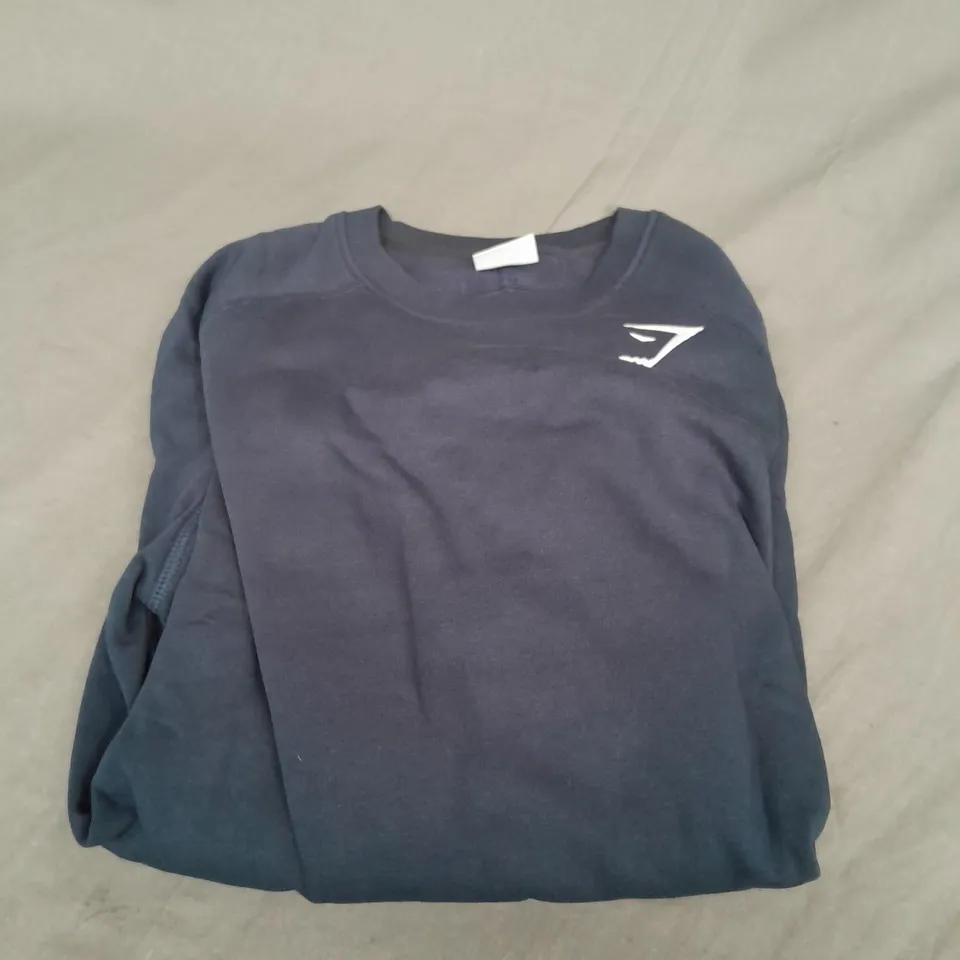 GYMSHARK CREST CREW NECK SWEATSHIRT IN NAVY SIZE M