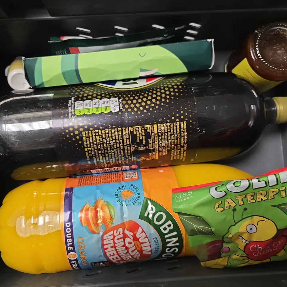 APPROXIMATELY 7 ASSORTED FOOD & DRINK ITEMS TO INCLUDE -CHIPOTLE SAUCE , TONY CHOCOLATE BAR ETC