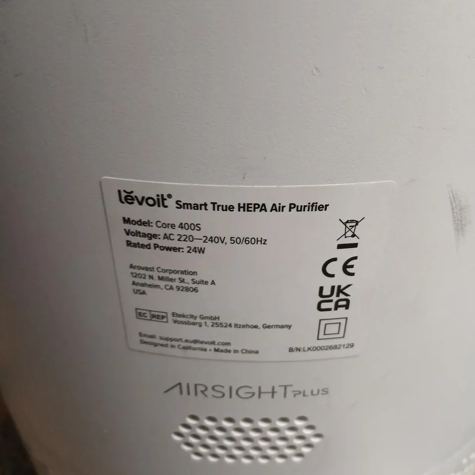LEVOIT CORE 400S SMART TRUE HEPA AIR PURIFIER – WHITE