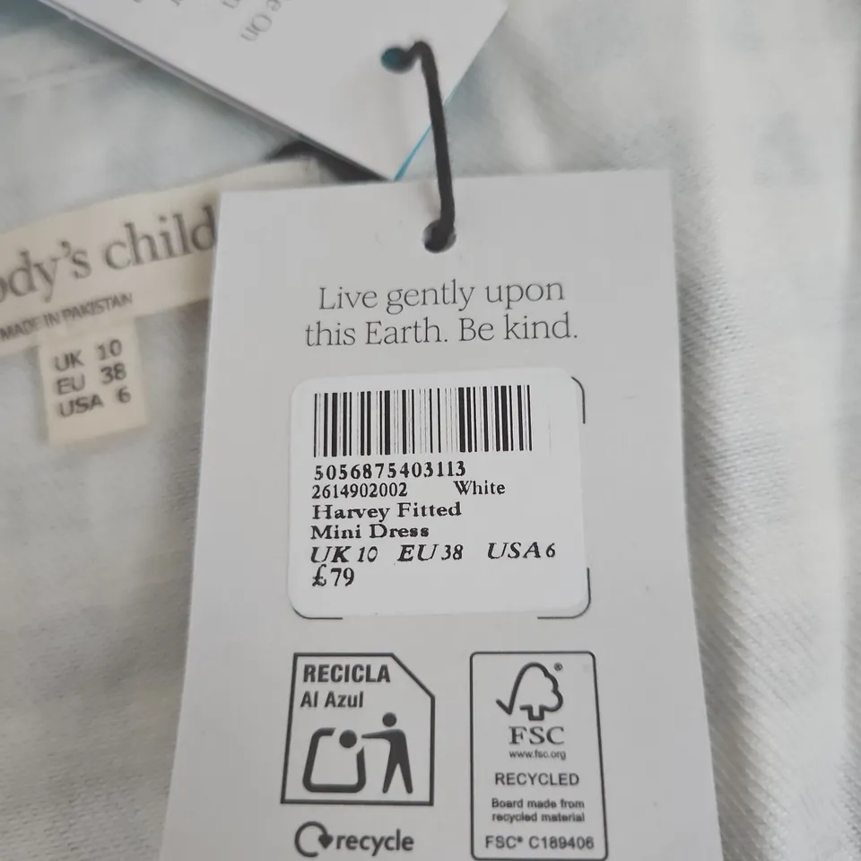 NOBODY'S CHILD HARVEY FITTED MINI DRESS – WHITE & BLACK GINGHAM, UK 10