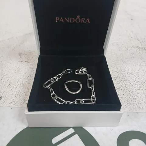 PANDORA SILVER BRACELET & RING SET IN PRESENTATION BOX