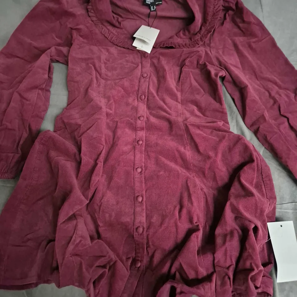 NOBODY'S CHILD BURGUNDY DRESS – UK 12 (EU 40, USA 8) EMMA MIMI DRESS PLAIN