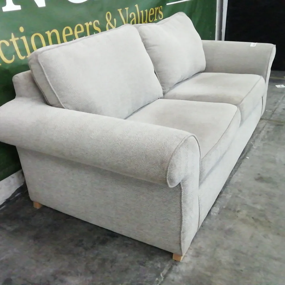DESIGNER SOFOLOGY ASHFORD BEIGE FABRIC TWO SEATER SOFA 