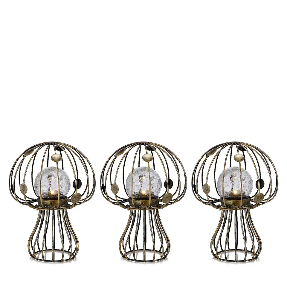 GARDEN REFLECTIONS SET OF 3 SOLAR WIRE TOADSTOOL LIGHTS