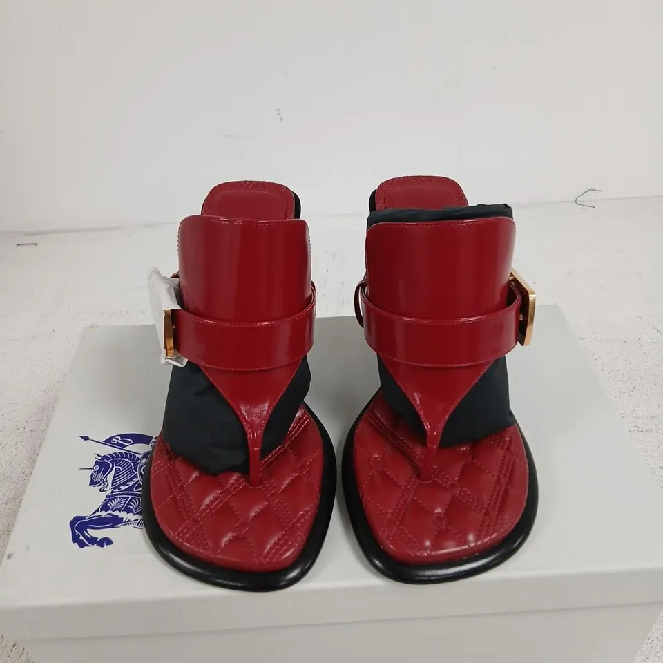BURBERRY LEATHER SANDALS – WOMEN'S, SCARLET RED, UK 3 (EU 36)
