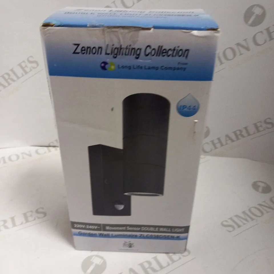 BOXED ZENON LIGHTING 220V-240V MOVEMENT SENSOR DOUBLE WALL LIGHT GARDEN WALL LUMINAIRE ZLC038DSEN-K