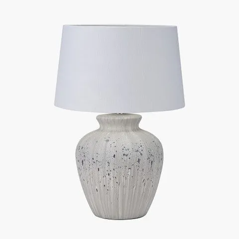 BOXED KALLI WHITE AND GREY FLECKED CERAMIC TABLE LAMP
