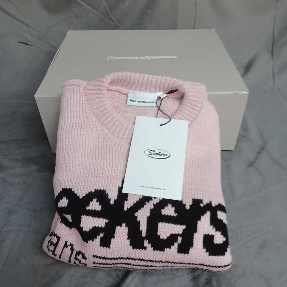 BOXED SISTERS AND SEEKERS BINKY KNIT SWEATER IN PINK SIZE S