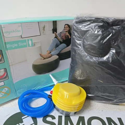 BOXED INFLATABLE CHAIR FOOT REST - BLACK