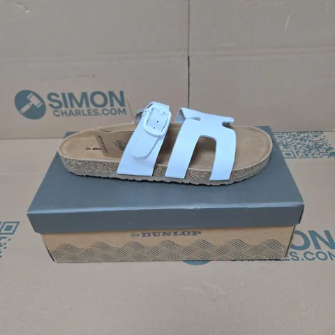 DUNLOP TWO-STRAP SANDALS – CORK FOOTBED SIZE 7 BOXED