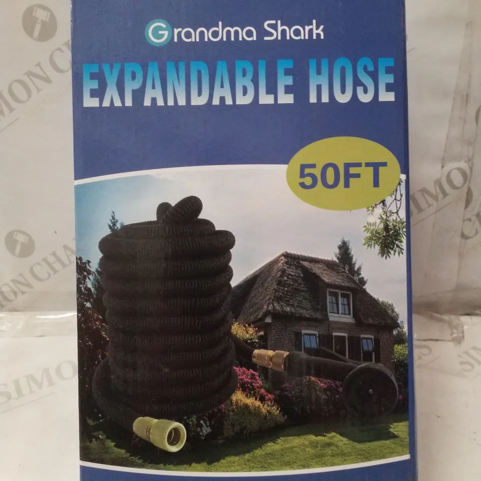BOXED GRANDMA SHARK GARDEN HOSE 15M, 50 FT HOSE PIPES WITH 7 MODES WATER SPRAY GUN
