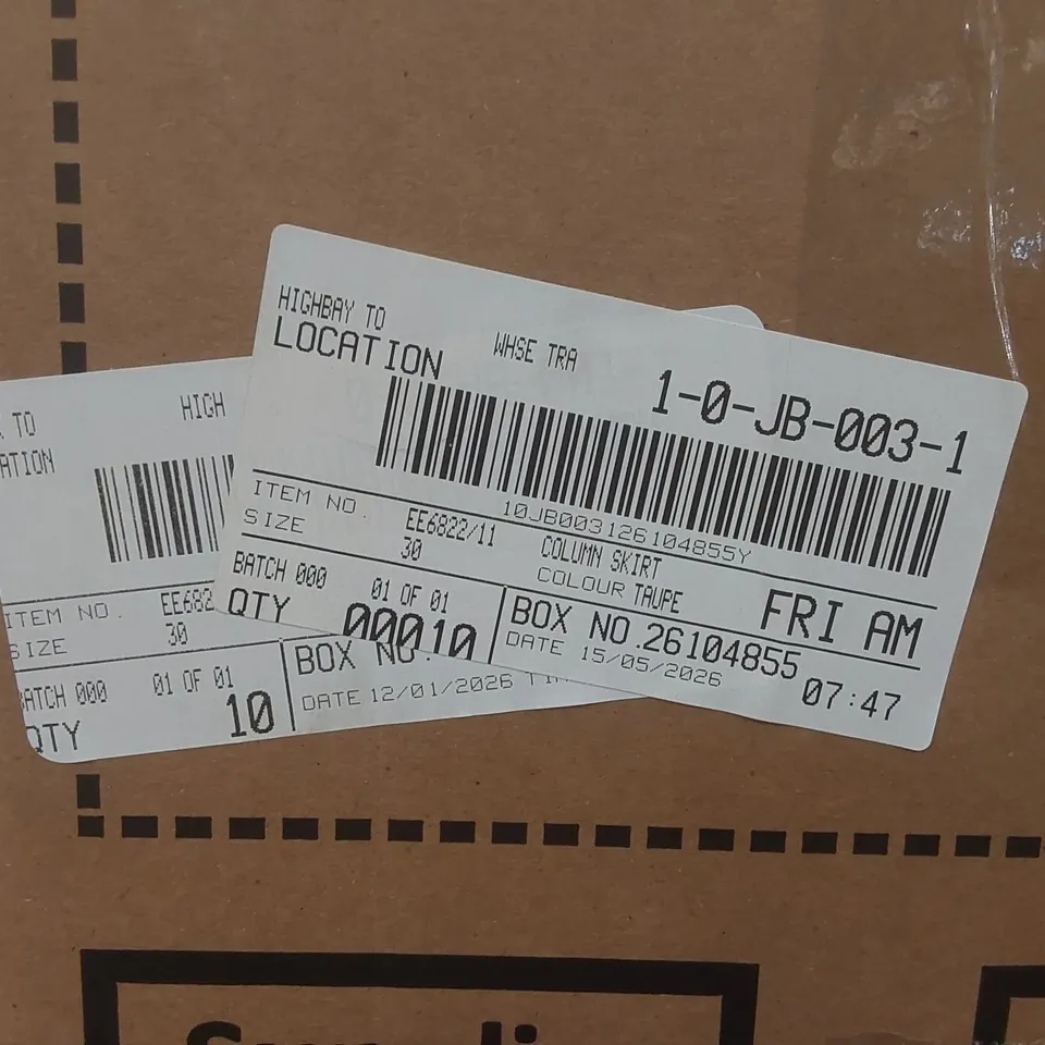 BOX CONTAINING APPROXIMATELY 10x BRAND NEW JD WILLIAMS TAUPE COLUMN SKIRTS -SIZE 30
