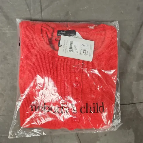 BAGGED NOBODY'S CHILD WAISTED LL CARDIGAN IN RED SIZE MEDIUM