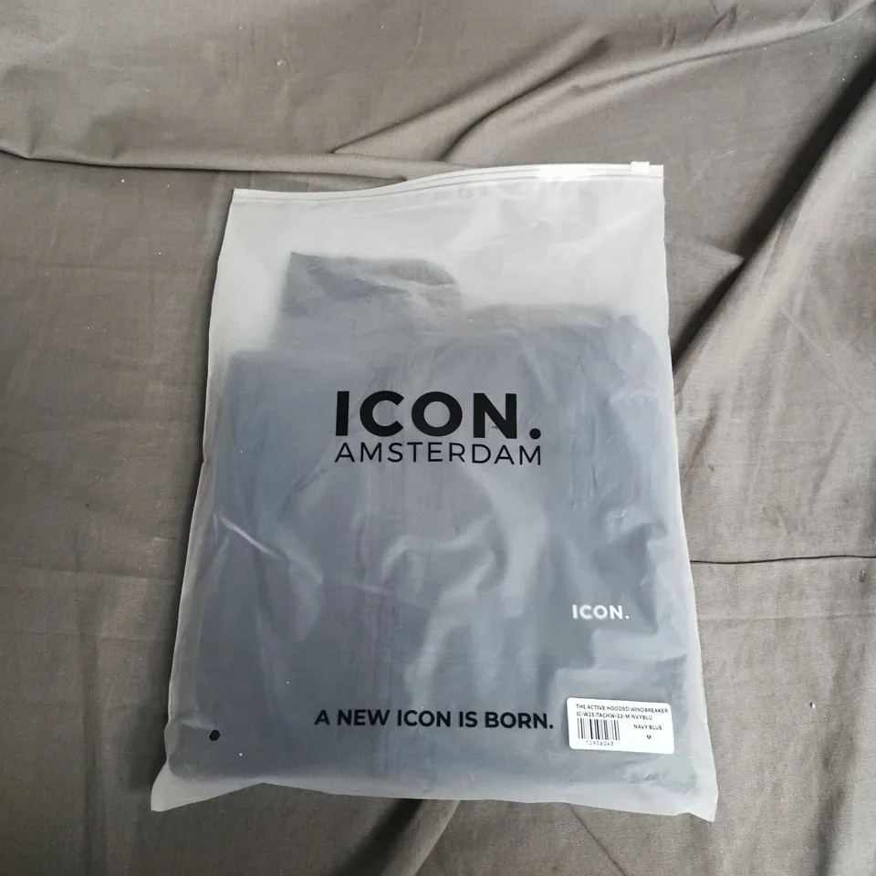 ICON AMSTERDAM ACTIVE HOODED WINDBREAKER – NAVY BLUE, SIZE M